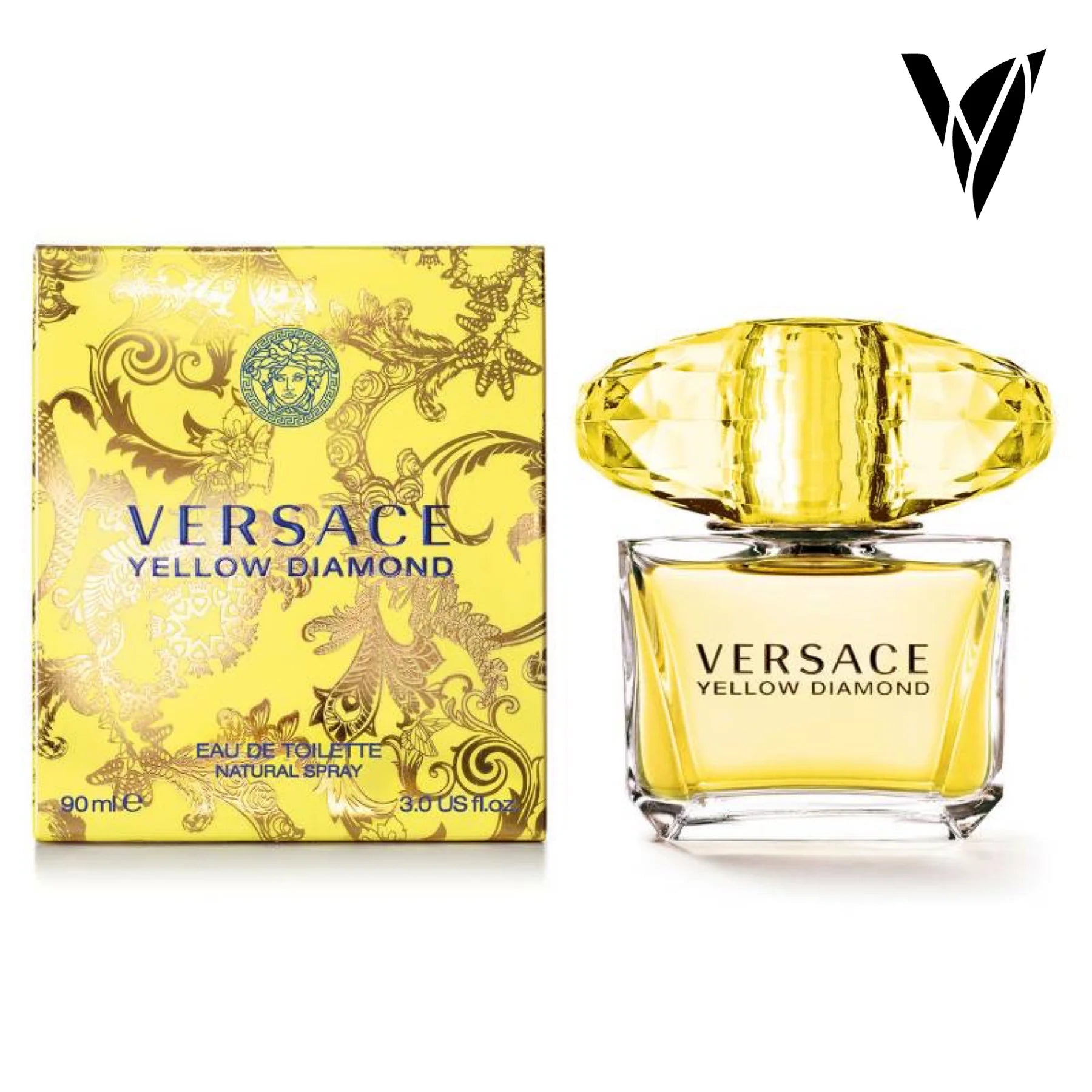 Versace Yellow Diamond Eau de Toilette 90 ml – Fragancia Femenina de Lujo con Perfil Cítrico-Floral